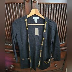 Carmen Marc Valvo Black And Gold Cardigan M Nwt